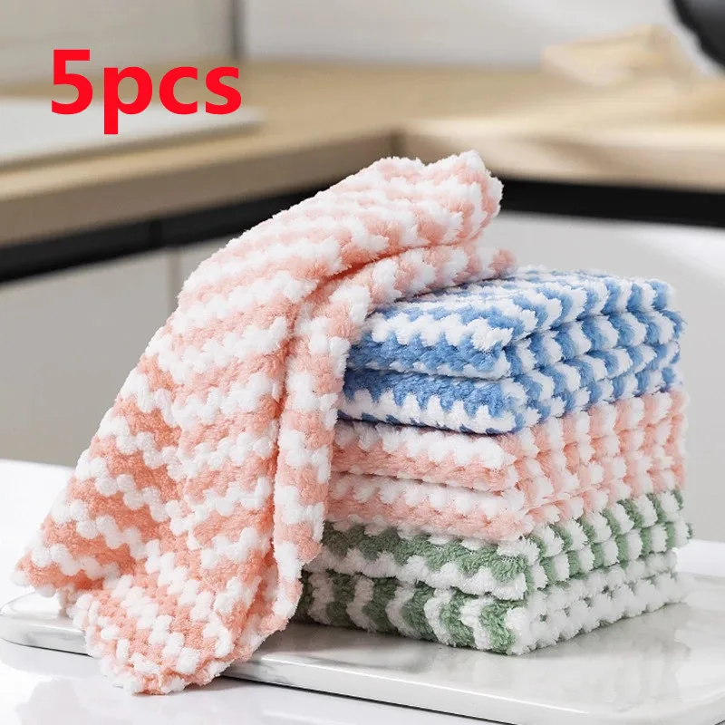 

Non-Stick Oil Kitchen Anti-Grease Wiping Rags Efficient Coral Fleece Wipe Cloth Washing Dish Cleaning Towel Cleaning Cloth Home