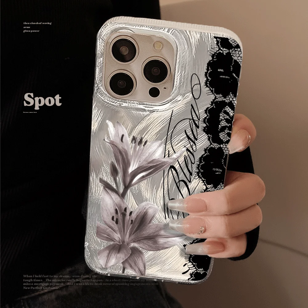 Matte Shockproof Lily Lace Korean Cover Phone Case