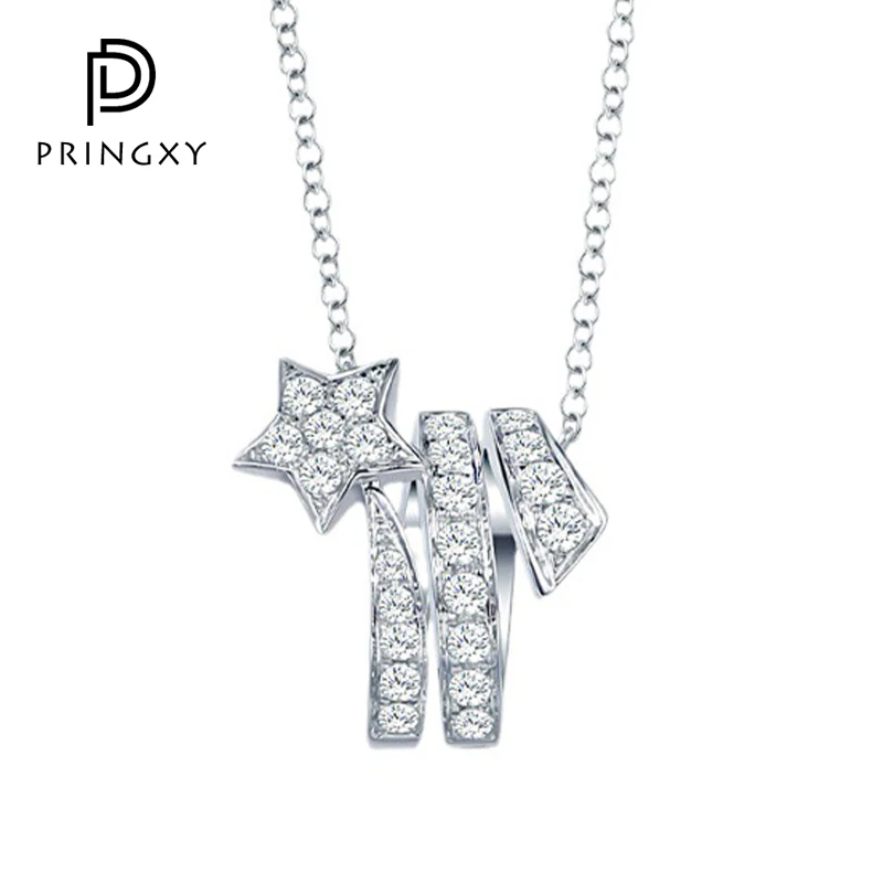 

PRINGXY Pure 925 Sterling Silver Necklace Women Star High Carbon Diamond Meteor Pendant Necklace Luxury Pendant Fine Jewelry