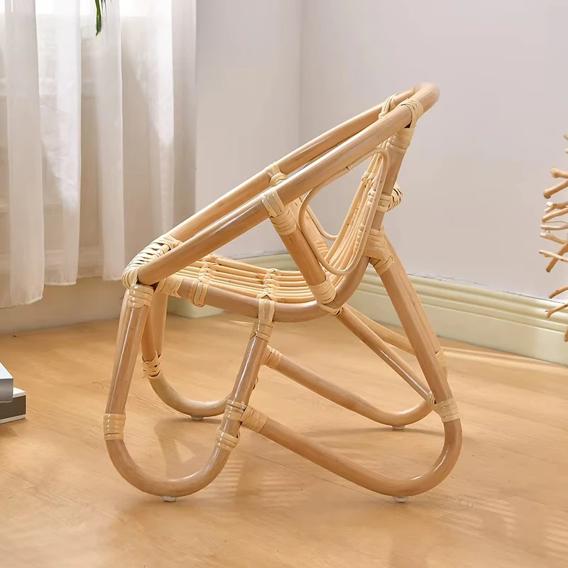 INS Children's Rattan Chair, Indonesian Plant Fiber Seat, Photography Studio Baby Chair, Handwoven Round Stool, Bohemian Style