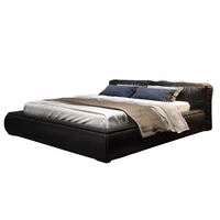 Chambre à coucher noire lit Double minimaliste fantaisie tables de nuit 180x200 lit rembourrage têtes de lit Camas matrimoniales accessoires pour la maison 6