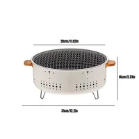 Portable Barbecue Grill Korean Charcoal Stove Stainless Steel Split BBQ Stove Round Non-stick Barbecue Rack For Outdoor Camping 6