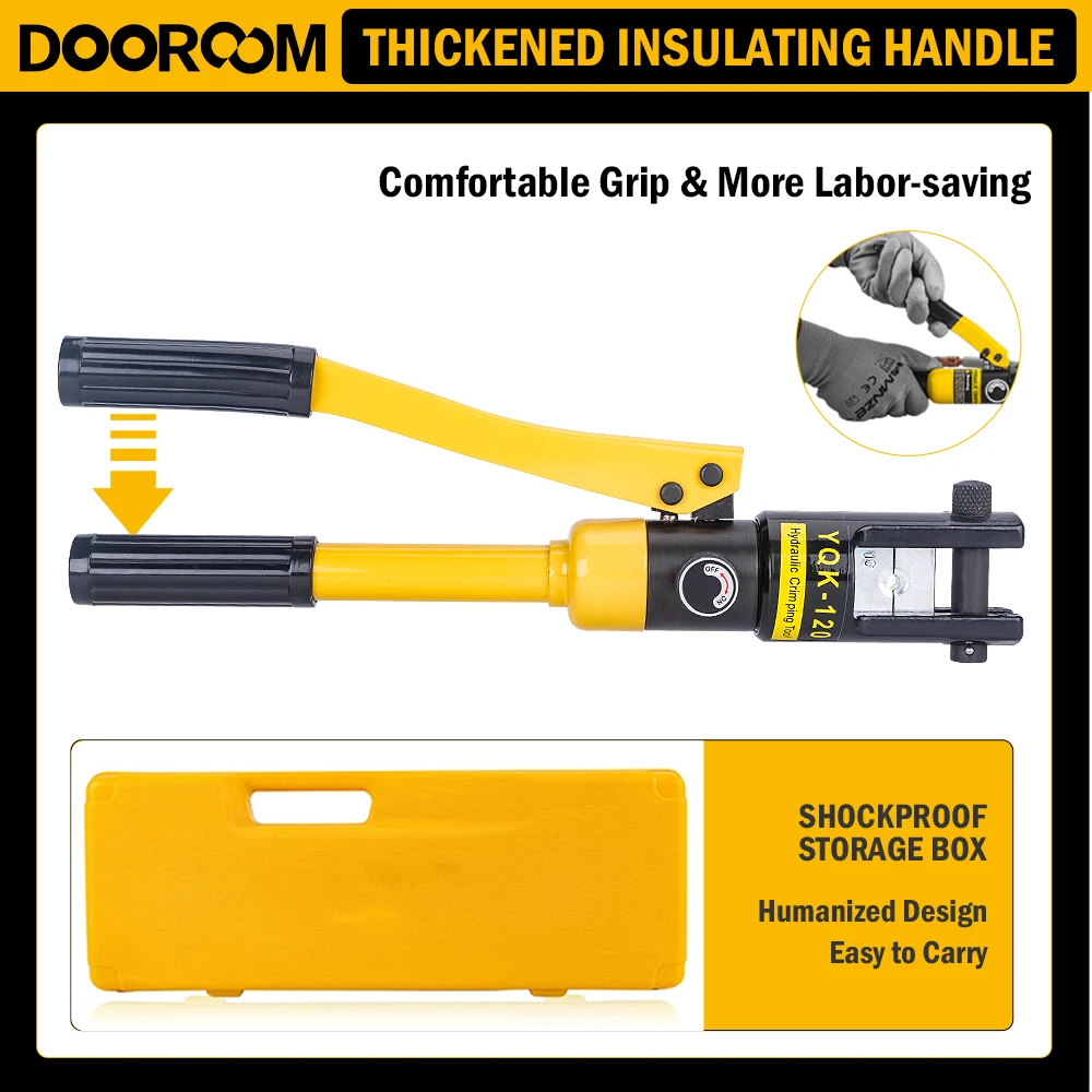 DOOROOM Hydraulic Crimping Tool Cable Lug Crimper Plier Hydraulic Compression Tool YQK-120 Pressure 16-300mm Pressure Cable 2