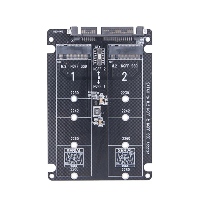 Double Port NGFF B-key SSD to Sata 7+15 22PIN Adapter Card M.2 to 2.5" SATA3.0 Expansion Card 6Gbps For 2230 2242 2260 2280 ssd adapter card,m.2 expansion card
