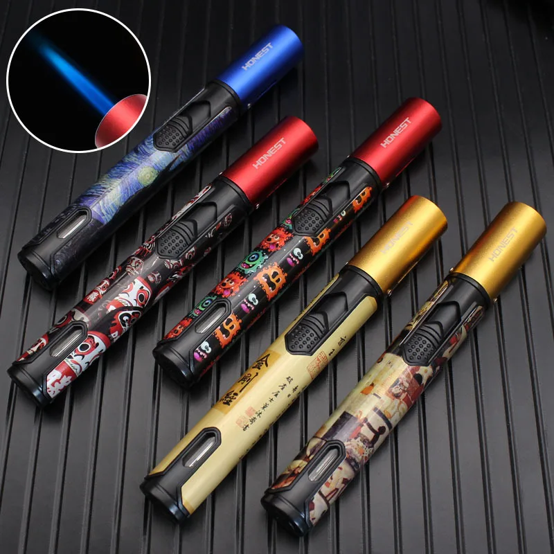 

Kitchen Metal Spray Gun Jet Candle Lighter Butane Refillable Welding Torch Turbo Windproof Cigar Pipe Gas Lighter Gadget For Men