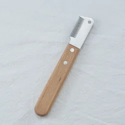 Stainless Steel Wooden Handle Professional Dog Grooming Comb (Left hand)