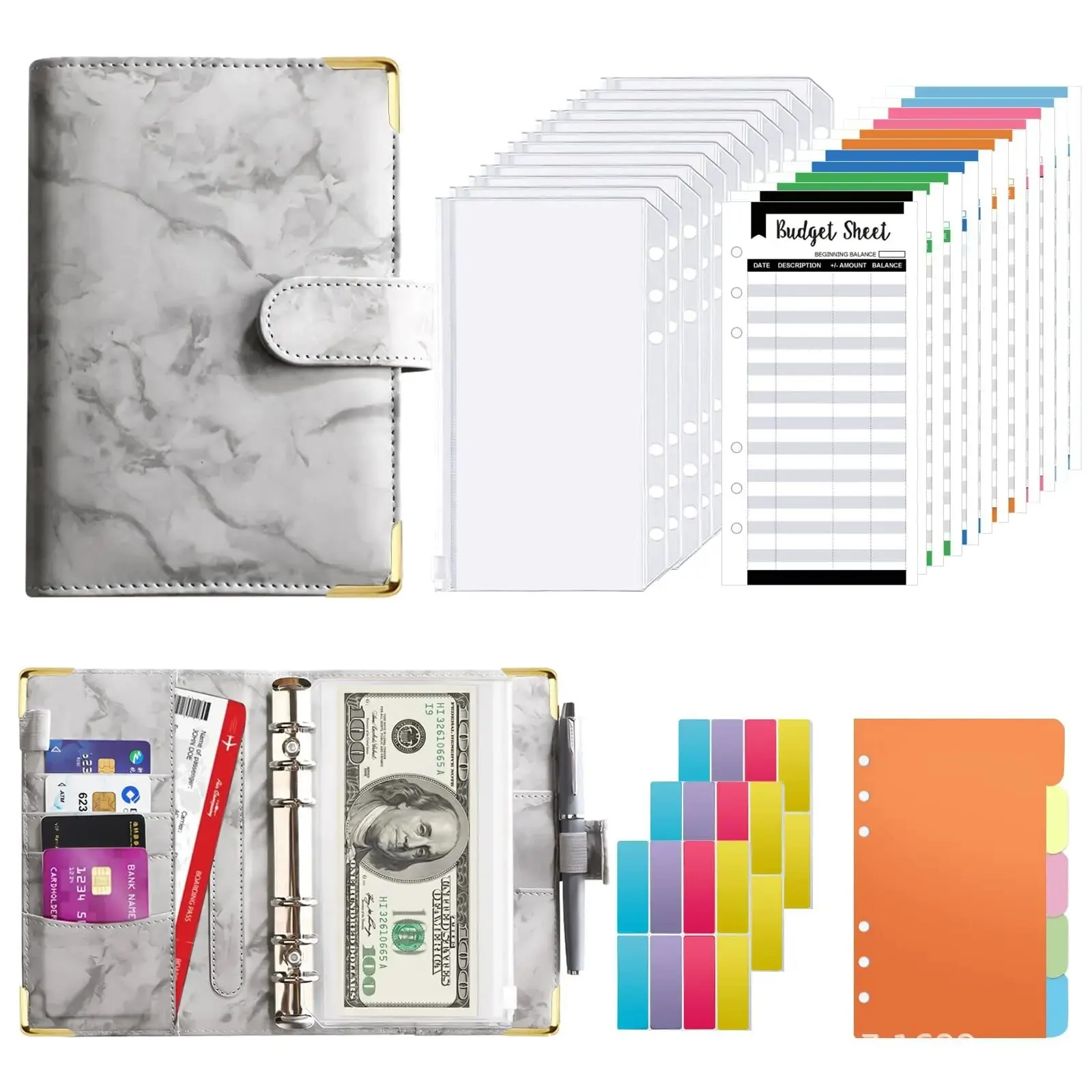 Budget Binder Notebook Budget Binder Cash Envelopes Savings Binder A6 Money Budget Planner Binder With Zipper Envelopes For Budgeting