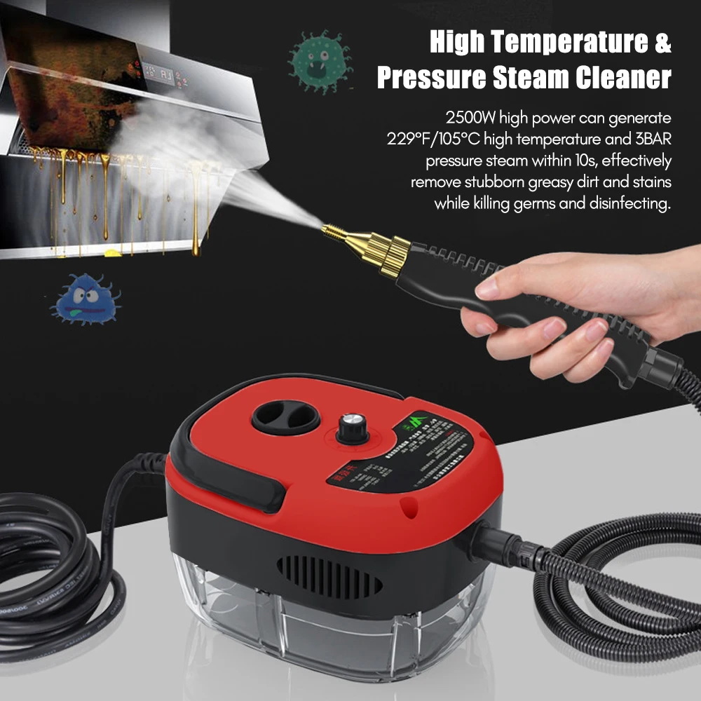 2500W Portable Handheld Steam Cleaner High Temperature Pressurized Steam Cleaning Machine with Brush Heads for Kitchen Furniture 2