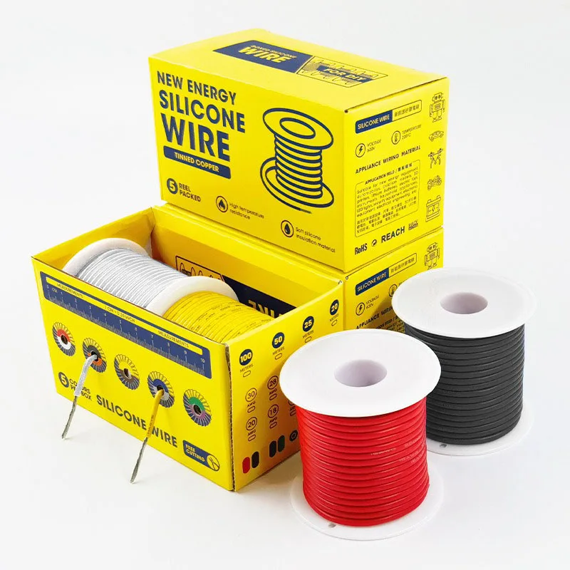 

2 Rolls 2 Color Mix Kit Heat Resistant Flexible Silicone Wire 30/28/26/24/22/20/18/16AWG Stranded Electrical Tinned Copper Cable