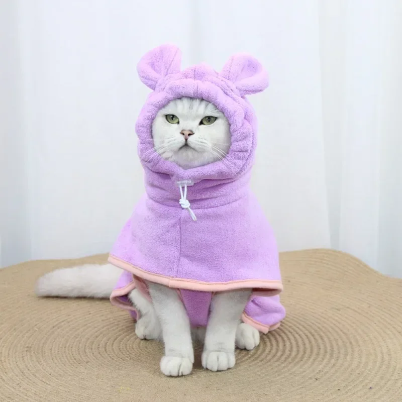 Bathrobe for Dogs Super Absorbent Fast Drying Hooded Cute Pet Bathrobe Towel for Cats Dogs Adjustable Microfiber Coat Corgi Pugs pet bath towel