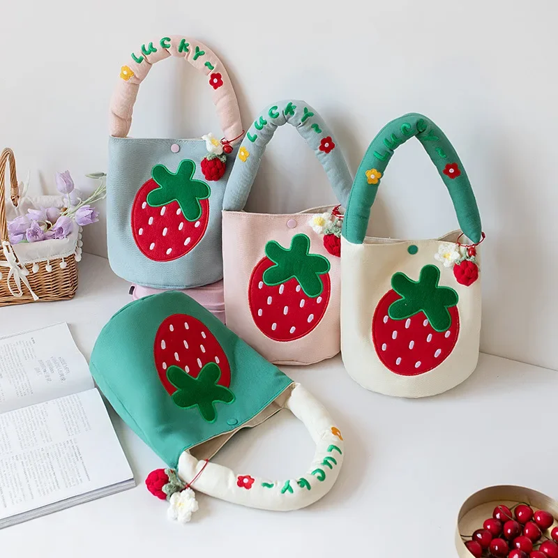 

Girls' Handheld Canvas Bag, Women's Fashion Cute, Students' Handheld Underarm Bag, Women's Bucket Bag, Small Design Flower Bag