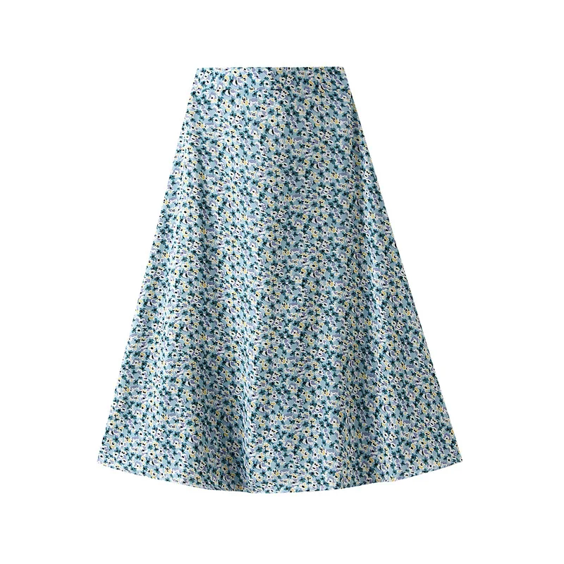 pink skirt Elegant Floral Printed Skirt Female Summer Sweet Girl Skirts 2022 Spring New Zipper High Waist Thin Midi A-Line Lining Skirt Skirts Skirts