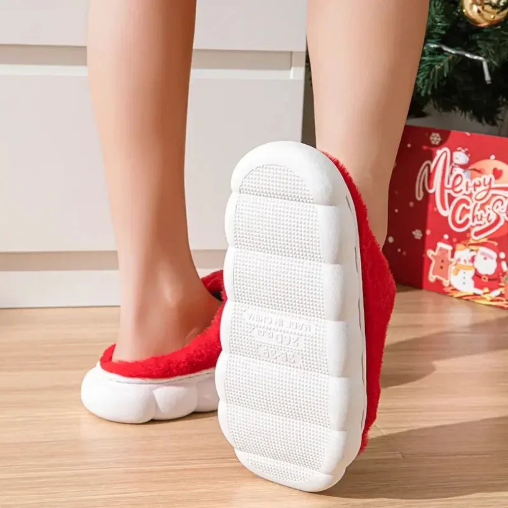 Winter Warm Slipper Christmas Fashion Snow Cold Warm Home Cotton Slippers Women Girls Shoes Cute Santa Claus Footwear 6