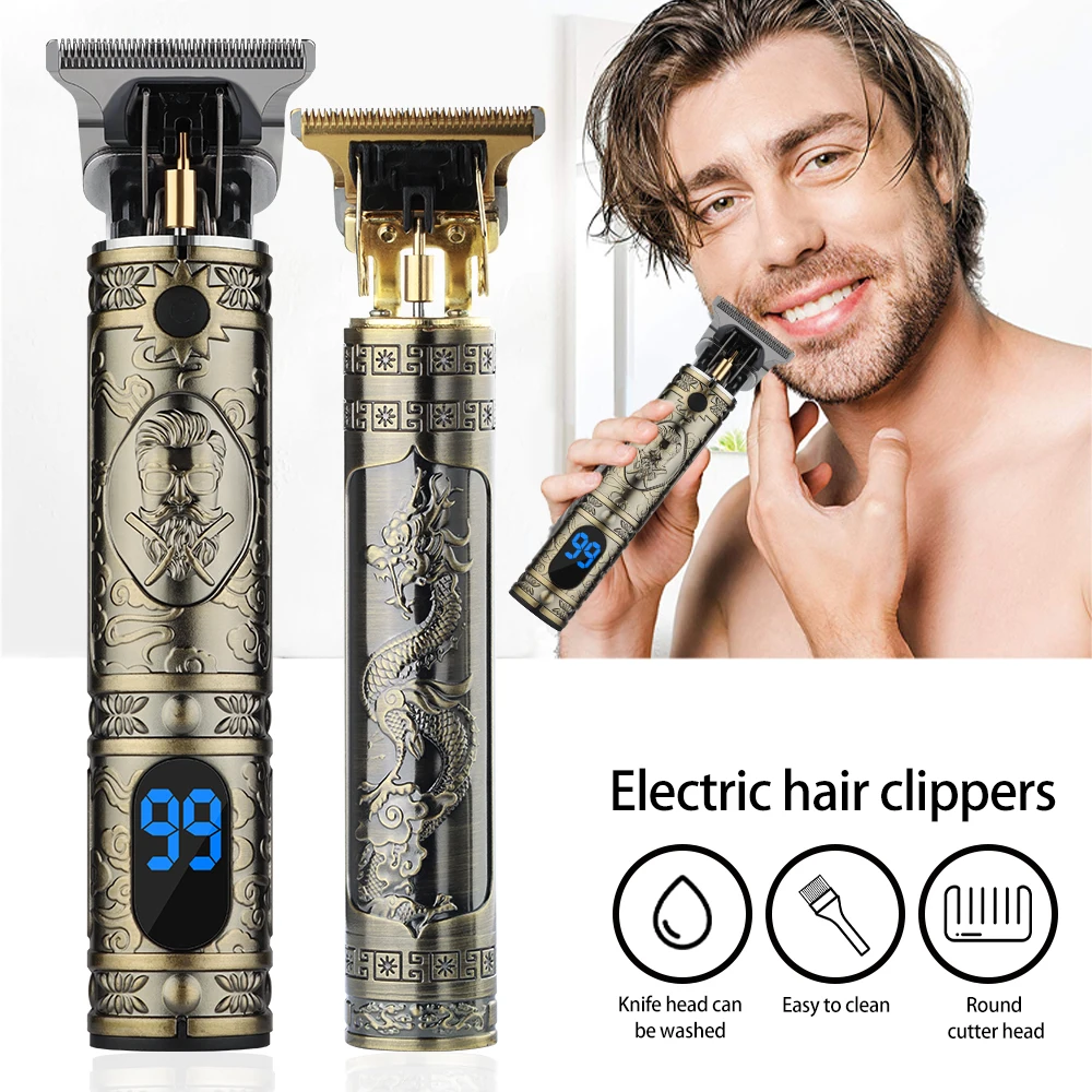 

New Vintage Hair Cutting Machine trimmer Cordless Hair finishing Beard Clipper for men Electric shaver Razors USB