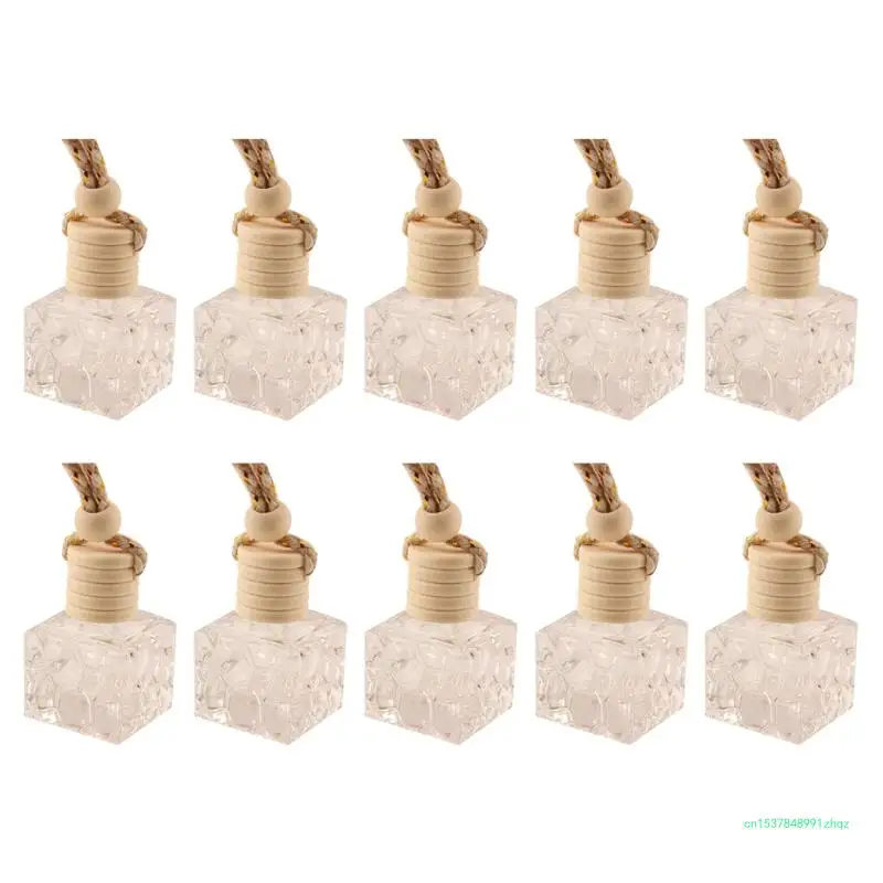 

10Pcs Car Hanging Glass Bottle Empty Dispenser Refillable Essential Oils Diffuser Air Fresher Fragrance