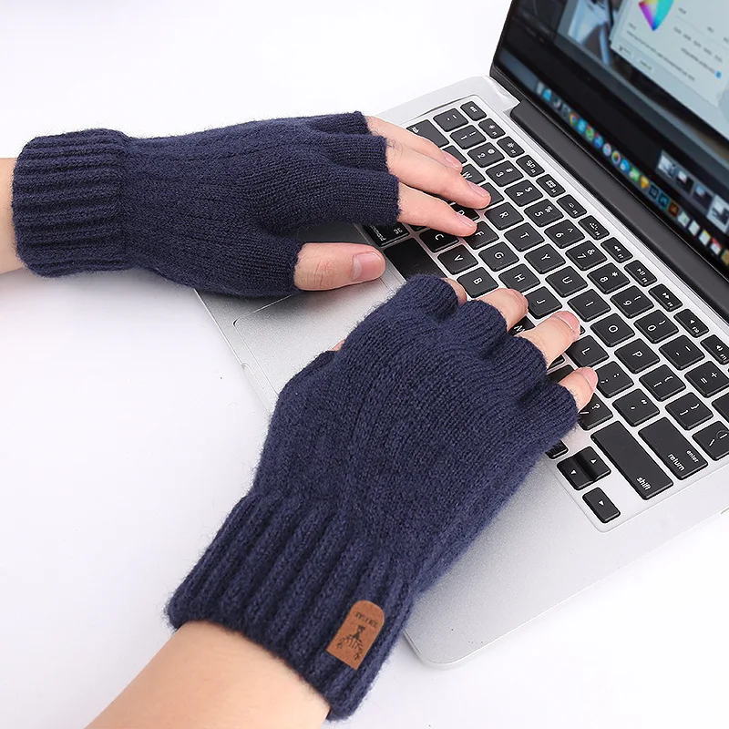 Half Finger Warm Gloves for Men Women Winter