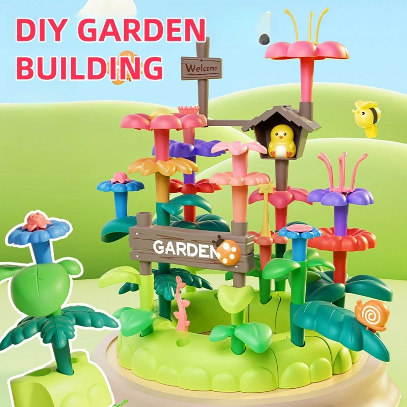 51PCS DIY Garden Building Blocks DIY Intelligence Flower Grow Imagination Assembly Build bricks kid Toys