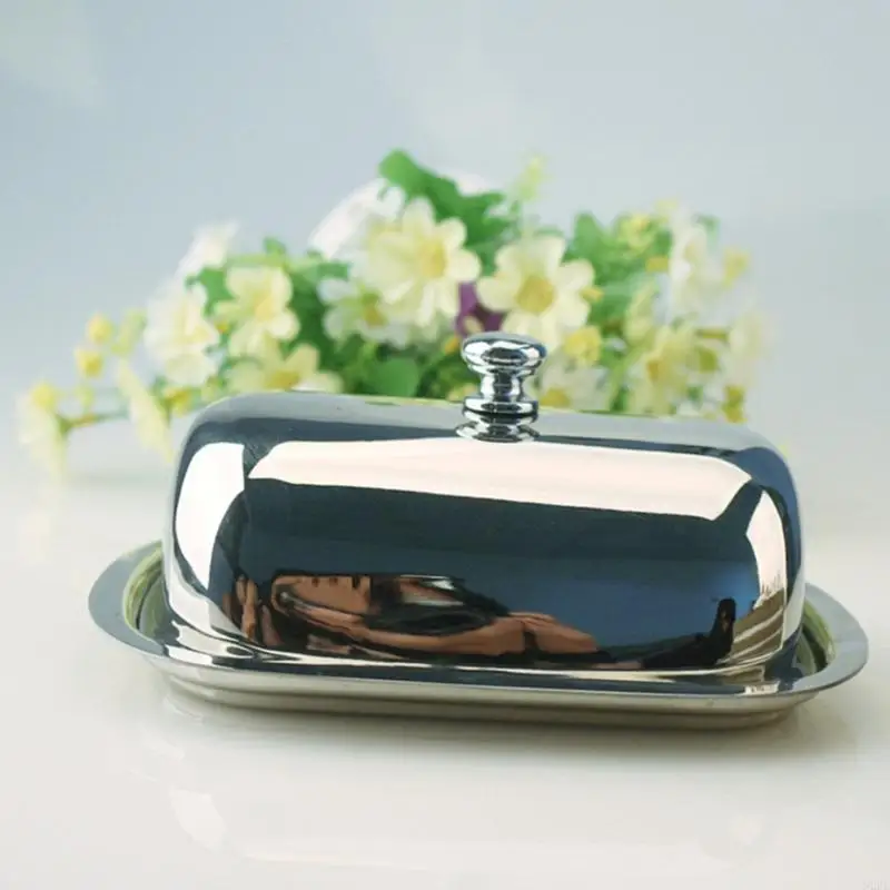 N2UC Stainless Steel Butter Tray Serving Dish for Breakfast Bread Cheese Storage Box