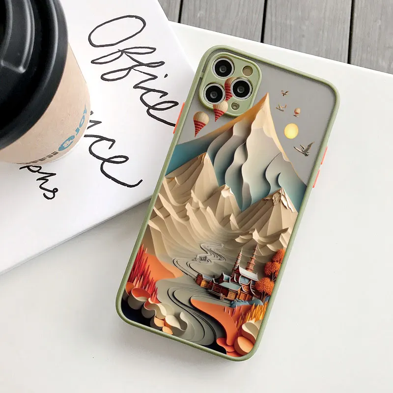 Landschaftsdruck Handyhülle für iPhone XS X XR 17 16 14 11 12 13 15 Pro Max Mini 16 Plus Berge und Flüsse Stoßfeste Schutzhülle – Detail 9