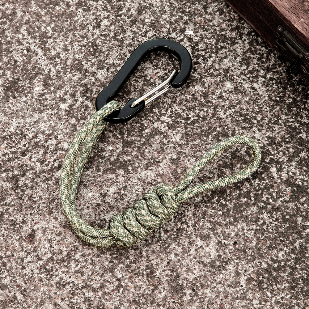 MKENDN Multifunktionaler Karabiner-Schlüsselanhänger, handgefertigt, geflochten, Wasserflaschen-Schlüsselband, Outdoor-Notfall, Paracord-Schnur, Schlüsselhalter, Geschenk – Detail 15