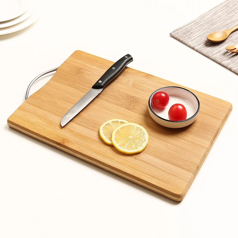 Thick Food Grade Bamboo Cutting Board with Handle, Health Classification Fruit Vegetable Chopping Block for Kitchen Cooking 2