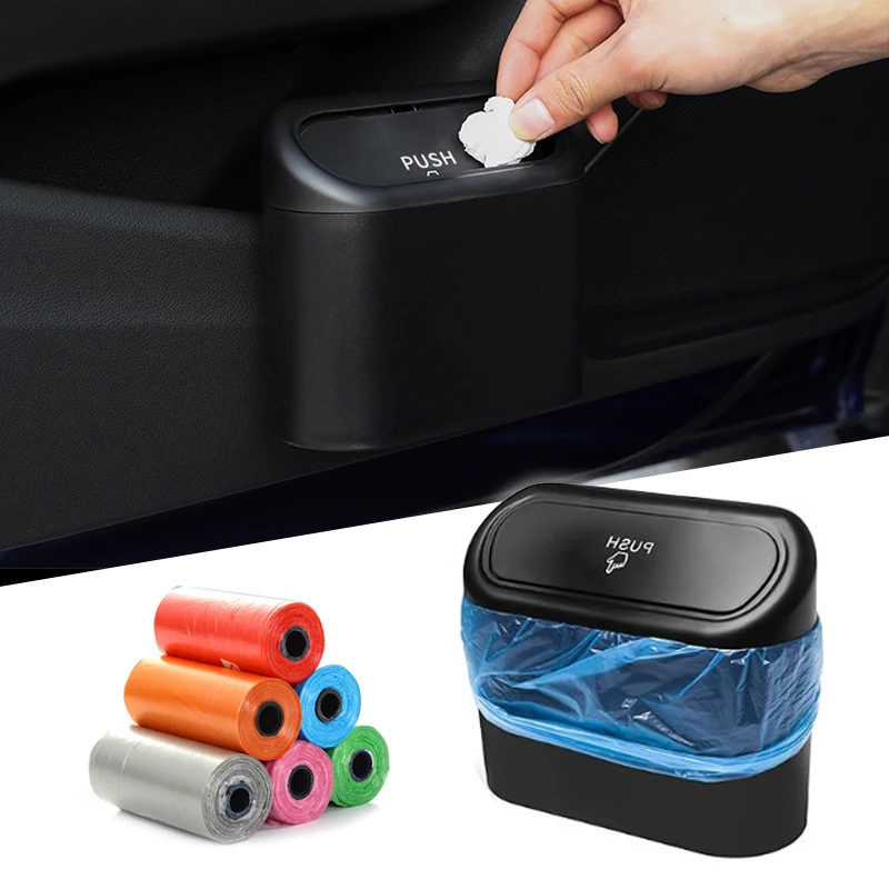Car Trash Storage Bucket Car Door Hanging Trash Bag Automobile Interior Garbage Can