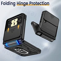 Slide Camera Lens Cover For Samsung Galaxy Z Flip 4 2022 Case Hinge Protection Magnetic Kickstand Military Shockproof Protective 2
