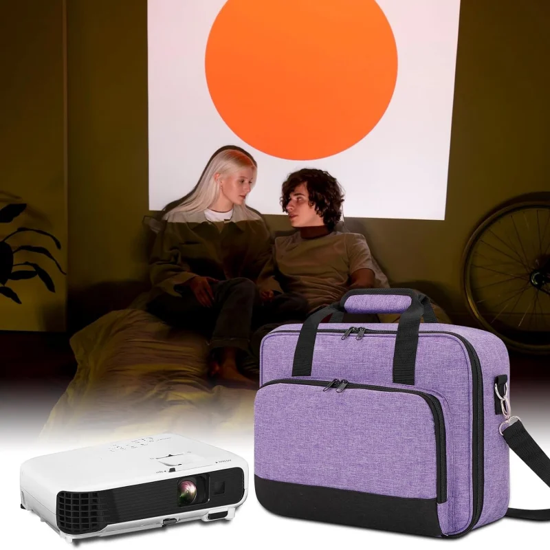 Borsa per Proiettore, Custodia per Proiettore con Tasche Porta Accessori e Cinghie Regolabili, Borsa da Trasporto Portatile - immagine 2