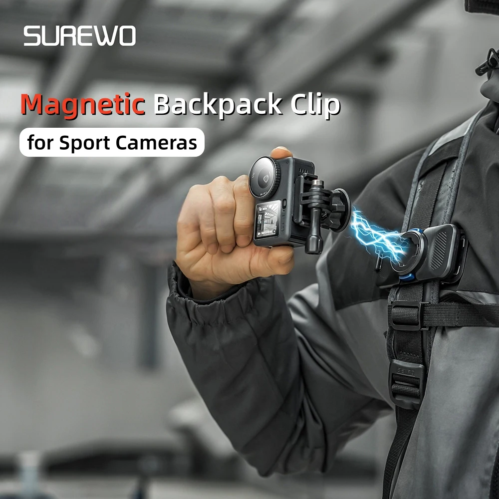 Clip magnétique pour caméra GoPro/Action - Support sac à dos rotatif 360°