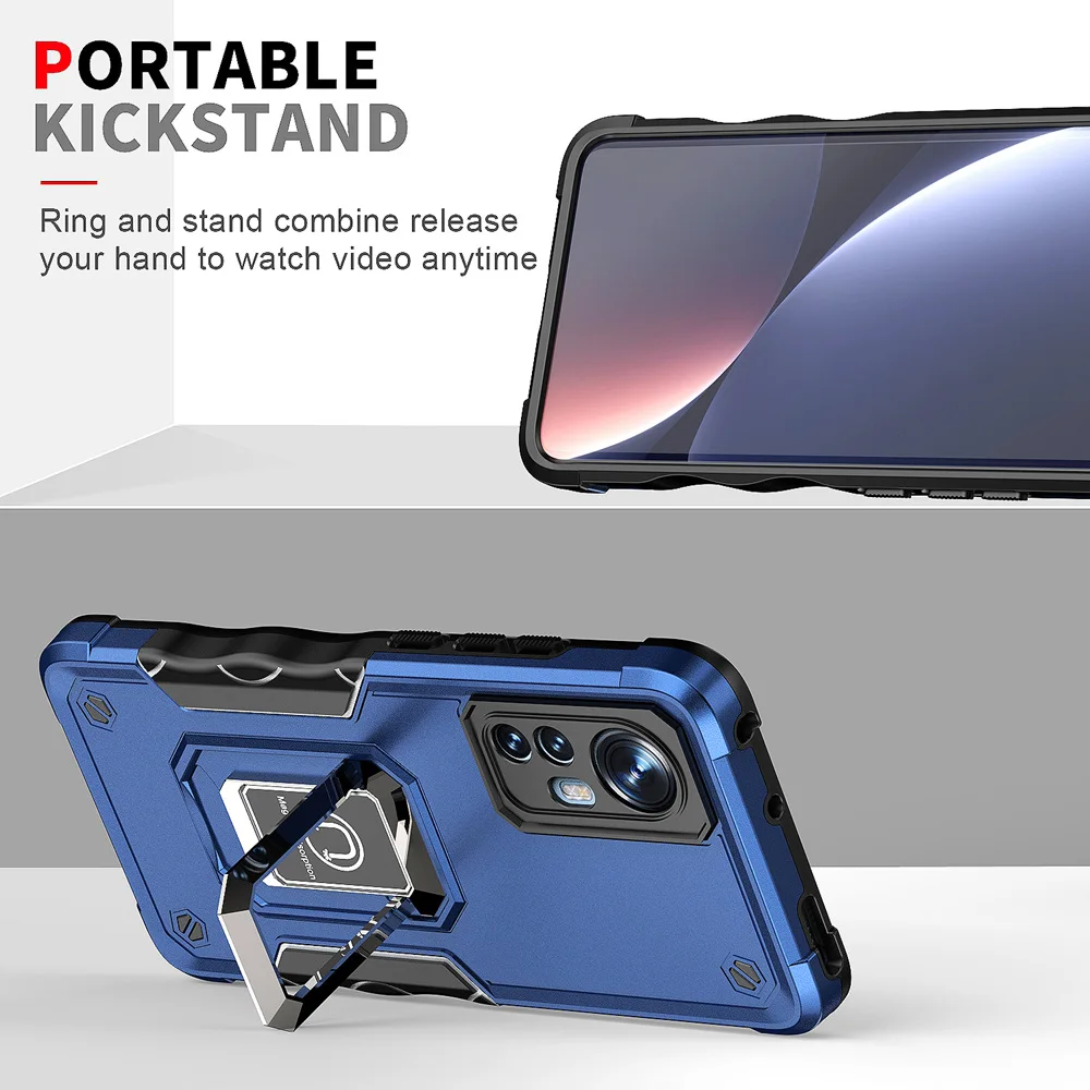 KEYSION Shockproof Armor Hülle für Xiaomi 12 12X 12 Pro, Silikon+PC-Ring, Standfunktion, Handyhülle für Xiaomi Mi 12S Pro_voghion.com