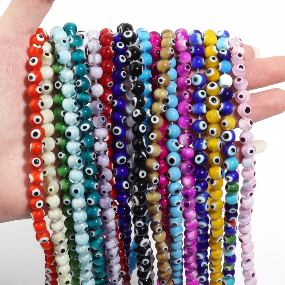 Round Beads Color Glass Eye Beads Spacer for Decoration Making DIY Handmade Crafts Accessories 4mm 6mm 8mm 10mm