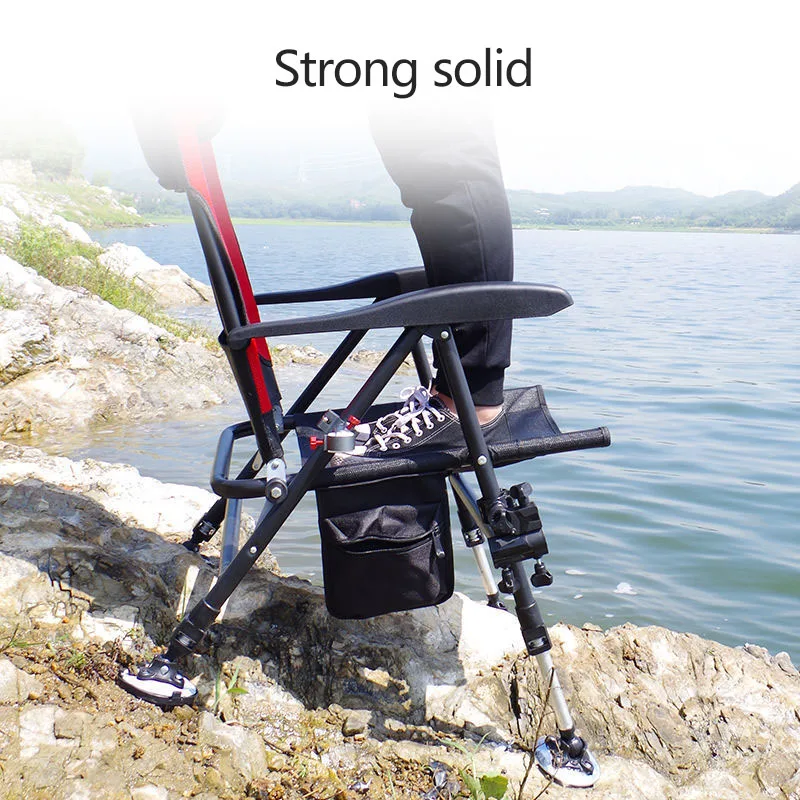 Outdoor Beach Foldable Fishing Chair Recliner four-leg Adjustable Portable European Style
