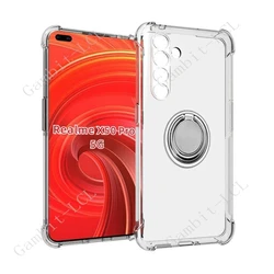 Premium Shockproof Back Ring Holder Phone Case with Soft Original Design for Realme X50 Pro 5G (Ring Case Clear)