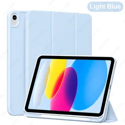 Enhanced Protective Tablet Case with Pencil Holder, Trifold Stand, and Soft TPU Back, Compatible with Multiple Generations (Light Blue)
