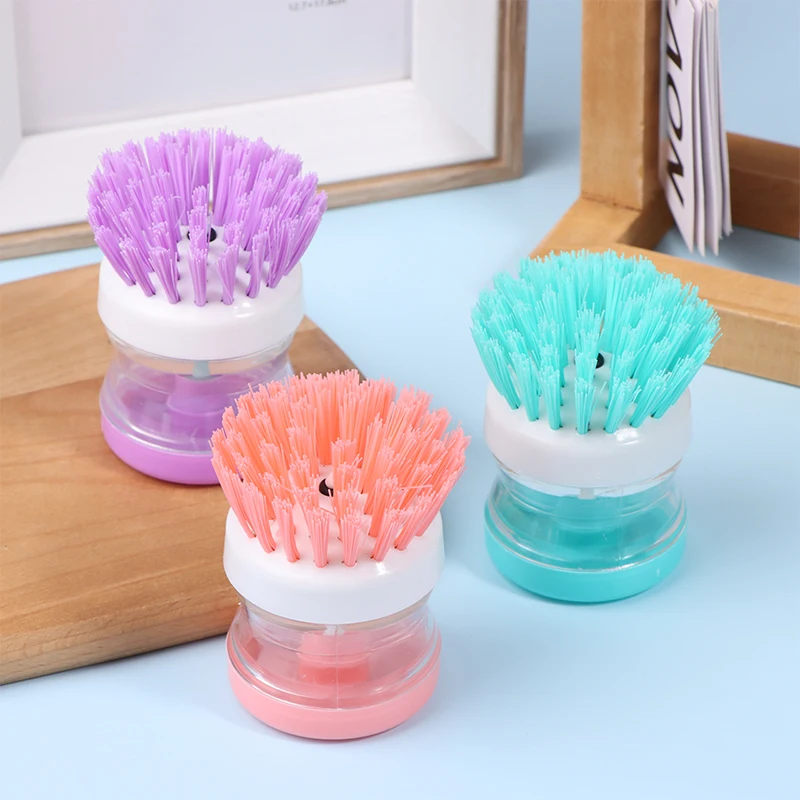 2Pcs Dishwashing Brushes Automatic Liquid Addition Wash Pots Dish Sink Washing Up Liquid Soap Dispenser Kitchen Cleaning Tool