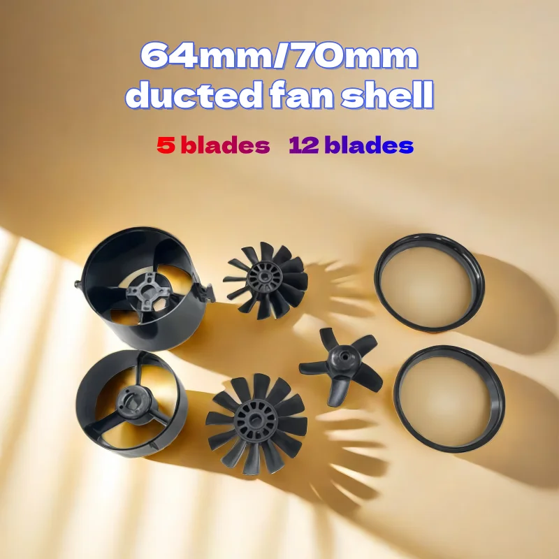 Ventilateur de conduit EDF 64mm 70mm 12 pales pour avion RC, vue de face montrant les pales incurvées