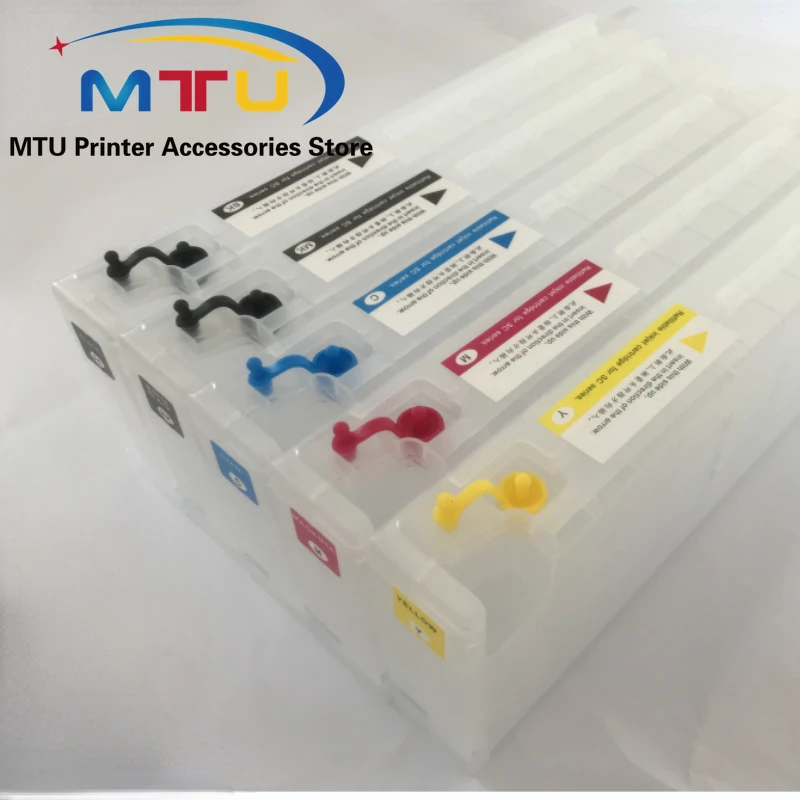 

5 цветов 700 мл/шт Пустой пополняемый картридж для чернил для Epson SureColor T3200 T5200 T7200 T3270 T5270 T7270 Бесплатная доставка