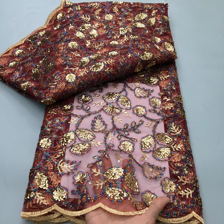 Luxury African Beaded Lace Fabric for Weddings