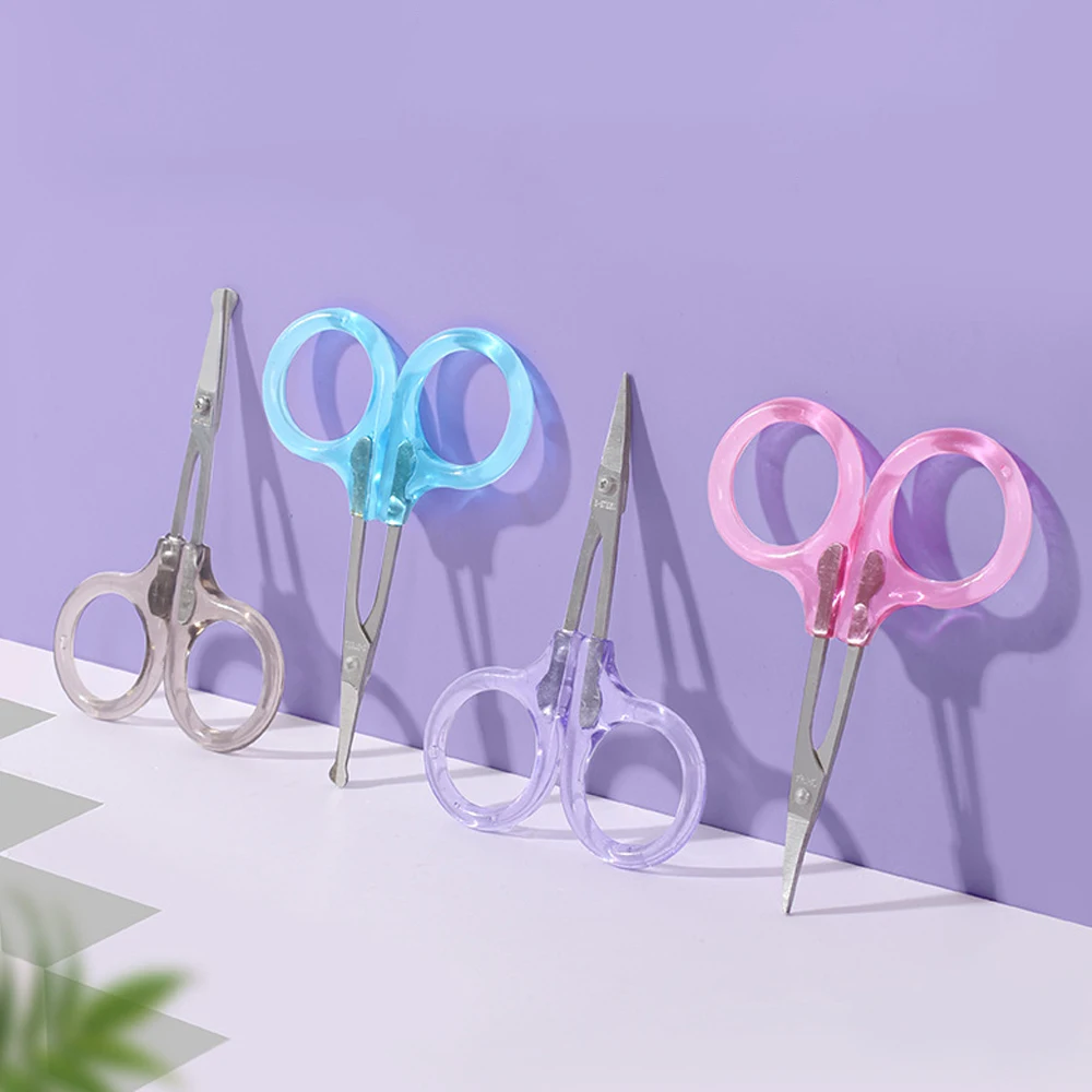 Mini Stainless Steel Nose Hair Eyebrow Scissors Small Multipurpose Personal Care Trimmer Plastic Handle