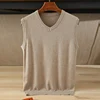 Classic style Men's knitting Cashmere Wool blend Vest V-collar Loose Solid Color High-quality Soft Keep Warm Sleeveless Sweater 4