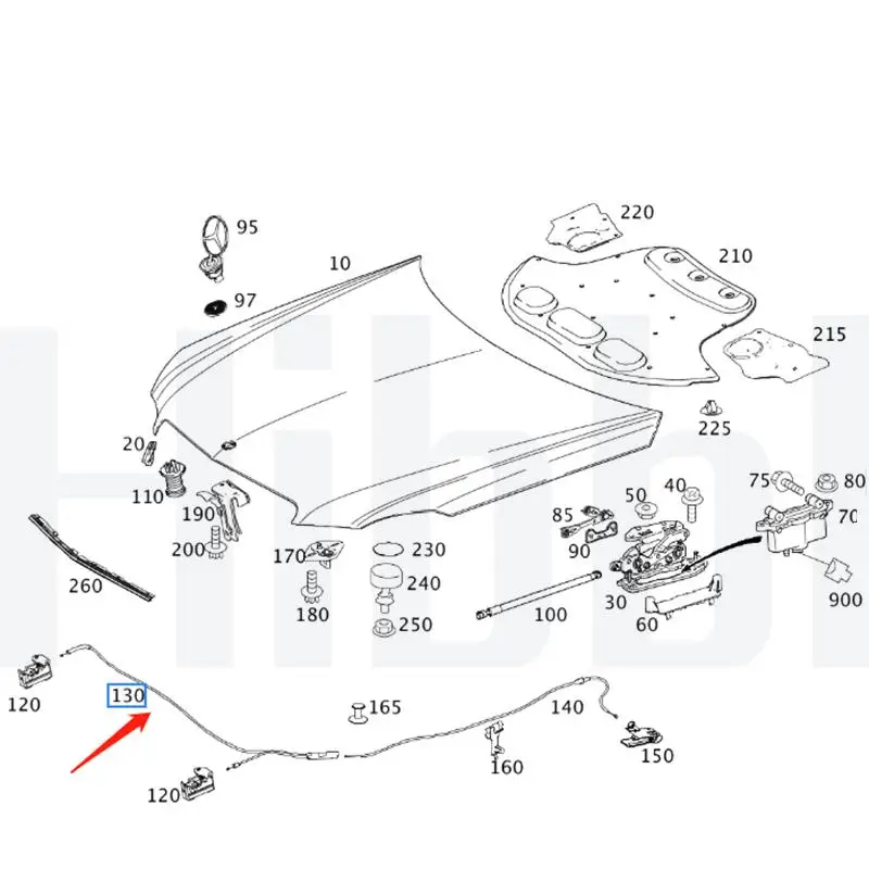 HIBBL Front Hood Release Wire Cable A2128800359 A2128800559 2128800559 For Mercedes-Benz E-Class E260 E550 E350 E63 Cover Cable