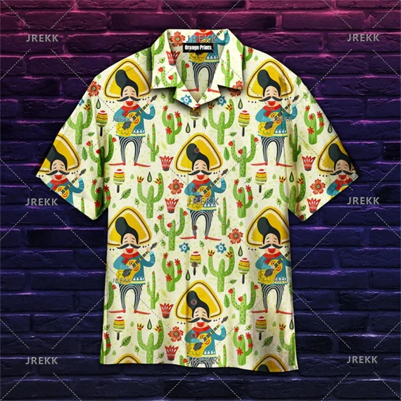 thumbnail image 1 of Camisas para hombre, fiesta mexicana, camisetas creativas con estampado 3D, nuevas camisas hawaianas casuales holgadas sin bolsillos de manga corta de alta calidad, 1 of 5