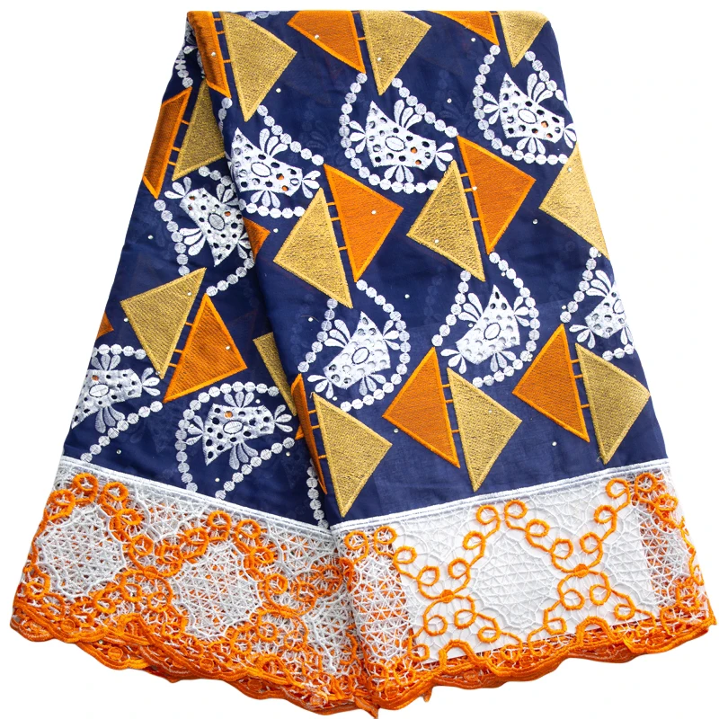 

Kalume Nigerian Embroidery Cotton Swiss Voile Lace Fabric African Guipure Cord Lace Fabric with Stones for Party Dresses F3496