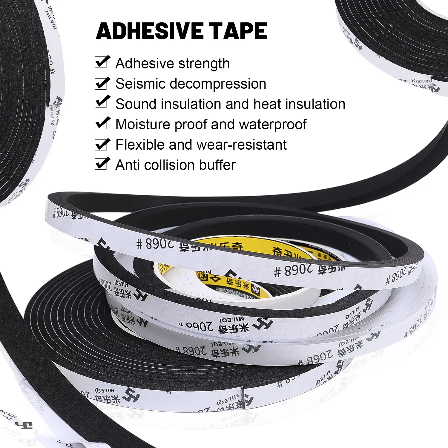 3/8mm Thickness Foam Tape Soundproofing Adhesive Weatherstrip Anti-Collision Seal Bumper Strips Door Window Sound Isolation door seal strip sealing strip tape waterproof tape window seal strip sealing tape sealing strip rubber seal strip rubber door weatherstripping door weatherstripping silicone seal strip