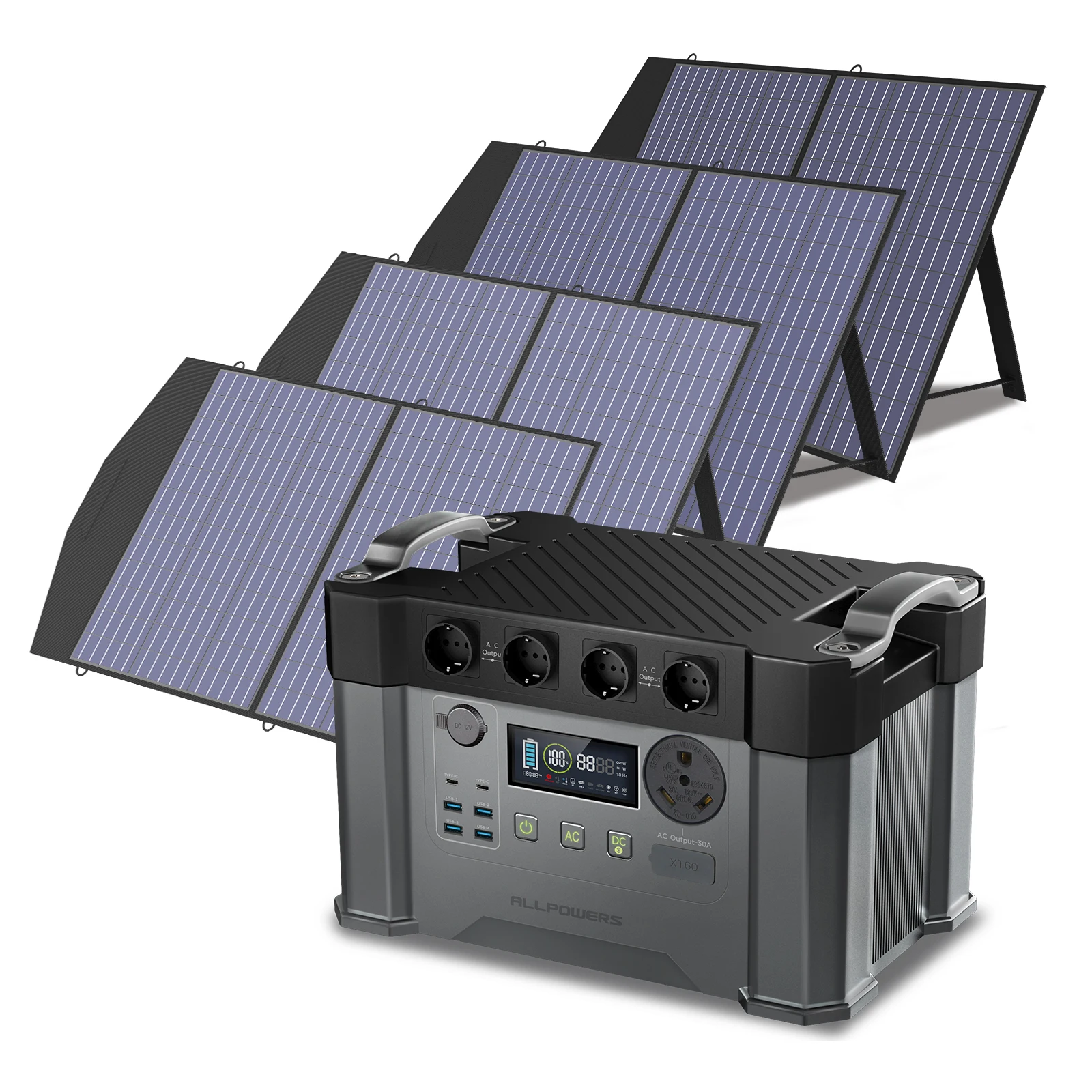 Allpowers S2000 Pro Generatore Da Esterno 2400W Mppt Centrale Elettrica Portatile Con Pannelli Solari Pieghevoli 4 X100W Per Camper, Casa