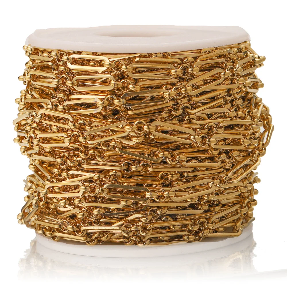 1M4mmStainlessSteelGoldPlatedCableChainforDIYJewelryMaking