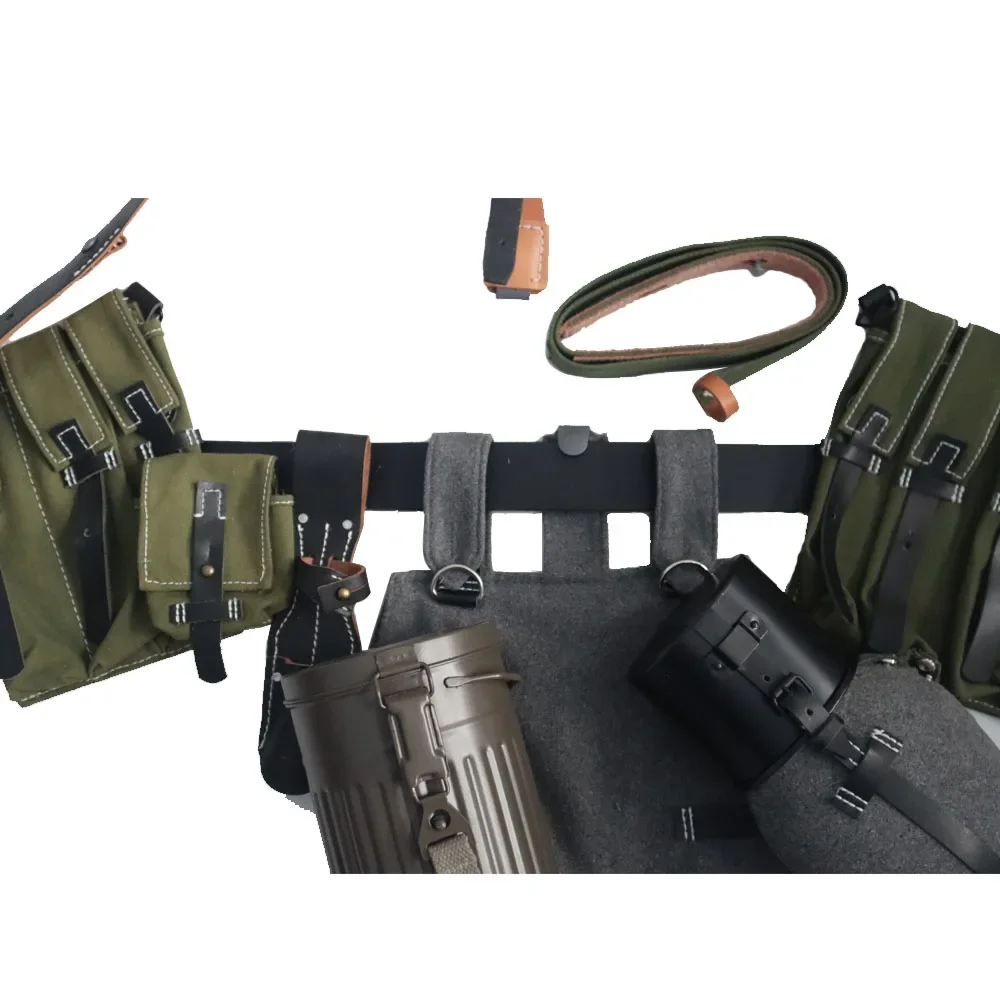 WW2 German Belt P38 P40 Equipment Leather Combination Bag German Soldier Bread Tactical Equipment 3