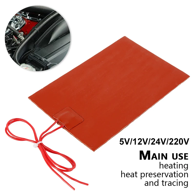 Silicone Electric Heating Pad 5V 12V 24V 220V Rubber Heater Mat Heated Bed Plate Flexible Waterproof 3D Printer heated pads