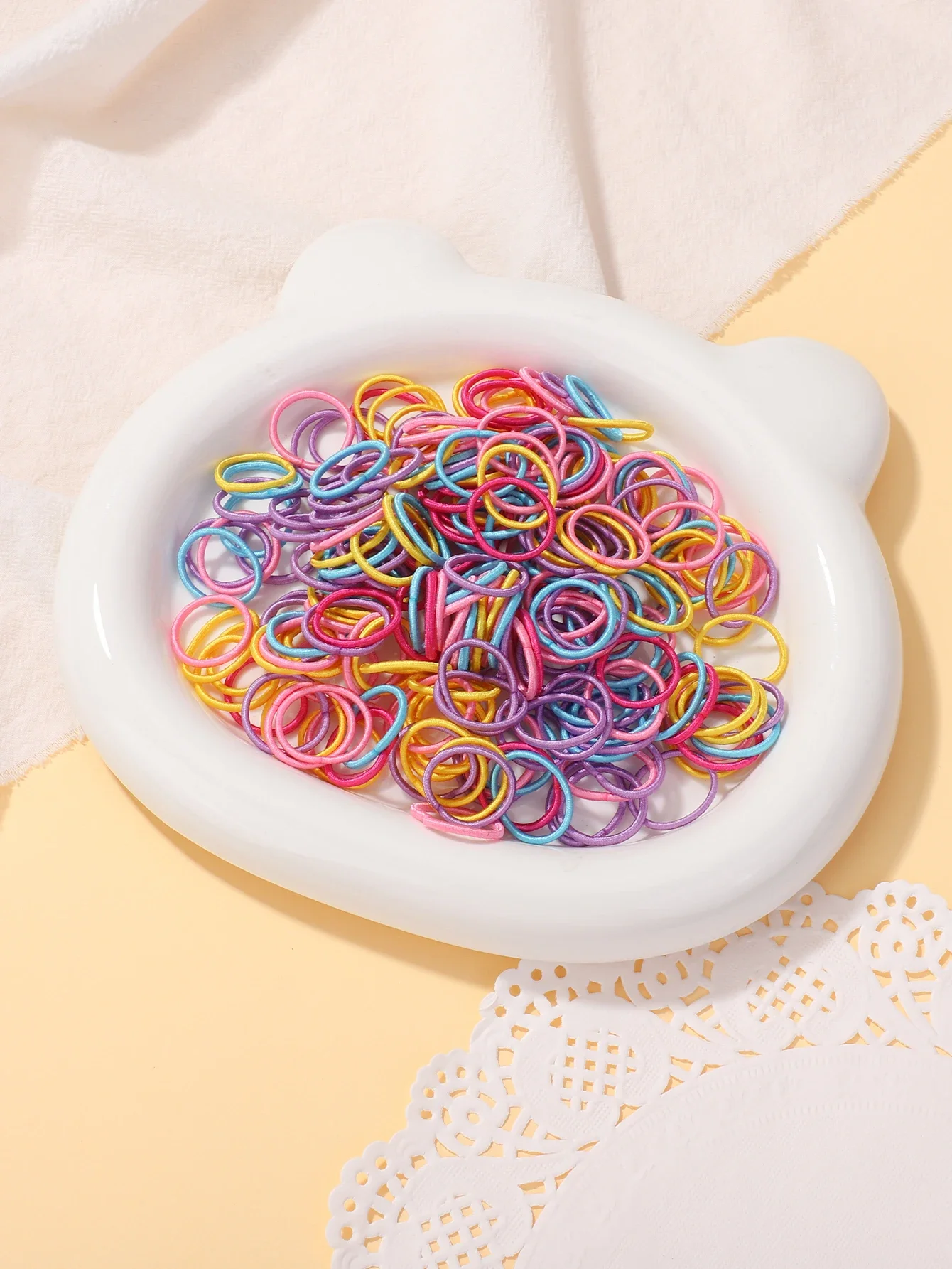 Rubber band hair ties 2cm Hair Ties Nylon Rubber Band Doll Hair Accessories for Baby Girls 100 Pcs/Lot