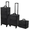 2 in 1 Rolling Makeup Train Case Professional Cosmetic trolley on Wheels Aluminum Nail Cart Cosmetic Suitcase for professional 3